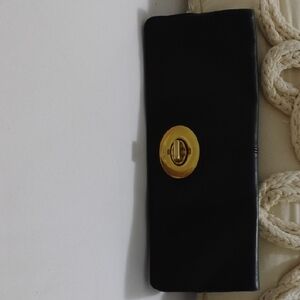 Coach Black Foldover Clutch Purse Soft Leather 10.5 X4